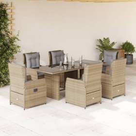 Garten-Essgruppe 7-teilig mit Kissen aus synthetischem Rattan in Beige. von , Gartensets - Ref: Foro24-3262787, Preis: 775,99...