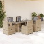 Garten-Essgruppe 7-teilig mit Kissen aus synthetischem Rattan in Beige. von , Gartensets - Ref: Foro24-3262787, Preis: 777,69...