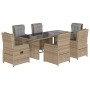 Garten-Essgruppe 7-teilig mit Kissen aus synthetischem Rattan in Beige. von , Gartensets - Ref: Foro24-3262787, Preis: 777,69...