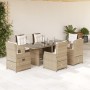 Set comedor de jardín 7 pzas con cojines ratán sintético beige de , Conjuntos de jardín - Ref: Foro24-3262791, Precio: 774,99...