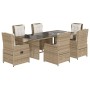 Set comedor de jardín 7 pzas con cojines ratán sintético beige de , Conjuntos de jardín - Ref: Foro24-3262791, Precio: 774,99...