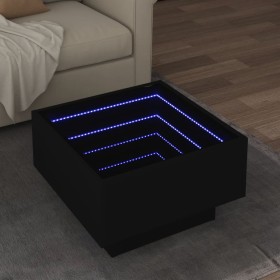 LED center table made of black engineered wood, 50x50x30 cm. by , Coffee table - Ref: Foro24-847505, Price: 111,99 €, Discoun...