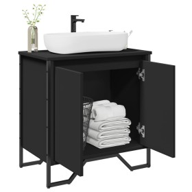 Bathroom sink cabinet in black engineered wood, 60x35x60 cm. by , Bathroom furniture - Ref: Foro24-848654, Price: 81,65 €, Di...