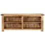 Solid rough mango wood TV stand 110x35x40 cm by , CD and DVD storage - Ref: Foro24-376041, Price: 213,99 €, Discount: %