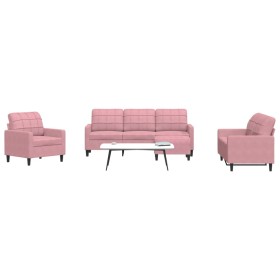 4-piece pink velvet sofa set with cushions by , Sofas - Ref: Foro24-3278364, Price: 671,99 €, Discount: %