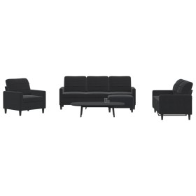 Schwarzes Samt-Sofaset mit 4 Kissenstücken. von , Sofas - Ref: Foro24-3278366, Preis: 659,63 €, Rabatt: %