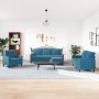 Set of sofas with 4 pieces of blue velvet cushions by , Sofas - Ref: Foro24-3278370, Price: 660,99 €, Discount: %