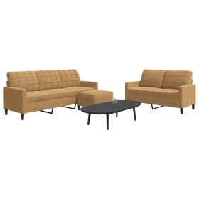 3-piece brown velvet sofa set with cushions by , Sofas - Ref: Foro24-3278408, Price: 489,99 €, Discount: %