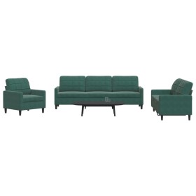 Set of sofas with 4 dark green velvet cushions by , Sofas - Ref: Foro24-3278443, Price: 709,99 €, Discount: %