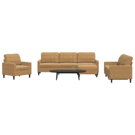 Set of sofas with 4 brown velvet cushions by , Sofas - Ref: Foro24-3278448, Price: 633,99 €, Discount: %