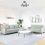 3-piece light gray velvet sofa set with cushions by , Sofas - Ref: Foro24-3278481, Price: 588,70 €, Discount: %