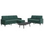 Set of sofas with 3 dark green velvet cushions by , Sofas - Ref: Foro24-3278403, Price: 534,95 €, Discount: %