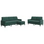 Set of sofas with 3 dark green velvet cushions by , Sofas - Ref: Foro24-3278403, Price: 534,95 €, Discount: %