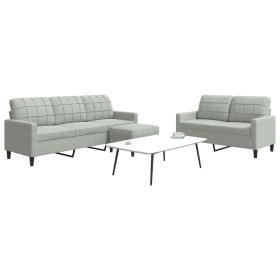 3-piece light gray velvet sofa set with cushions by , Sofas - Ref: Foro24-3278401, Price: 504,82 €, Discount: %