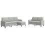 Dreiteiliges Sofaset mit Kissen aus hellgrauem Samt. von , Sofas - Ref: Foro24-3278401, Preis: 517,29 €, Rabatt: %