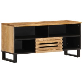 Solid rough mango wood TV stand 100x34x46 cm by , CD and DVD storage - Ref: Foro24-377514, Price: 132,99 €, Discount: %