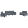 3-piece dark gray velvet sofa set with cushions by , Sofas - Ref: Foro24-3278372, Price: 714,28 €, Discount: %