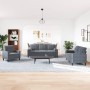 3-piece dark gray velvet sofa set with cushions by , Sofas - Ref: Foro24-3278372, Price: 714,28 €, Discount: %