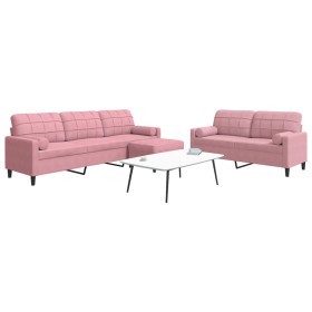 Set of sofas with 3 pink velvet cushions by , Sofas - Ref: Foro24-3278504, Price: 604,46 €, Discount: %