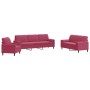 Three-piece velvet sofa set with red wine cushions by , Sofas - Ref: Foro24-3278455, Price: 659,34 €, Discount: %