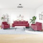 Three-piece velvet sofa set with red wine cushions by , Sofas - Ref: Foro24-3278455, Price: 659,34 €, Discount: %