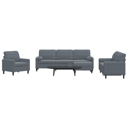 Set of sofas with 4 dark gray velvet cushions by , Sofas - Ref: Foro24-3278462, Price: 753,99 €, Discount: %