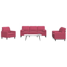 Set of sofas with 4 pieces of red velvet cushions by , Sofas - Ref: Foro24-3278385, Price: 695,60 €, Discount: %