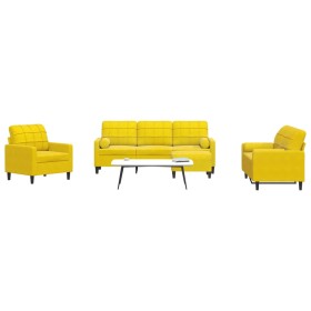 Juego de sofás con cojines 4 piezas terciopelo amarillo de , Sofás - Ref: Foro24-3278387, Precio: 678,51 €, Descuento: %