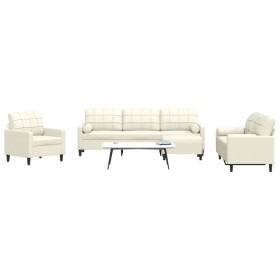 Sofagarnitur mit 4-teiligen cremefarbenen Samtkissen. von , Sofas - Ref: Foro24-3278469, Preis: 757,88 €, Rabatt: %