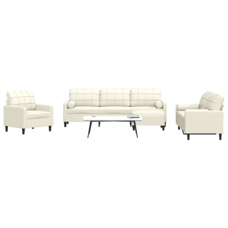 Sofagarnitur mit 4-teiligen cremefarbenen Samtkissen. von , Sofas - Ref: Foro24-3278469, Preis: 757,88 €, Rabatt: %