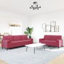 Set of sofas with 2 pieces of burgundy red velvet cushions by , Sofas - Ref: Foro24-3278495, Price: 520,45 €, Discount: %