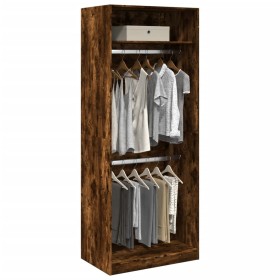 Armario madera de ingeniería color roble ahumado 80x50x200 cm de , Armarios roperos - Ref: Foro24-3307796, Precio: 165,99 €, ...