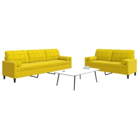 Set of sofas with 2 pieces of yellow velvet cushions by , Sofas - Ref: Foro24-3278497, Price: 501,21 €, Discount: %