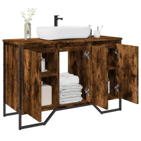 Bathroom vanity cabinet in smoked oak engineered wood, 91x35x60 cm. by , Bathroom furniture - Ref: Foro24-848661, Price: 97,3...