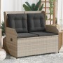 Reclining garden armchair with gray synthetic rattan cushions by , garden benches - Ref: Foro24-368960, Price: 212,37 €, Disc...