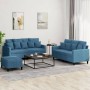 Set of sofas with 3 blue velvet cushions by , Sofas - Ref: Foro24-3201719, Price: 518,42 €, Discount: %