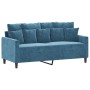 Set of sofas with 3 blue velvet cushions by , Sofas - Ref: Foro24-3201719, Price: 518,42 €, Discount: %