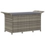 Garden bench with gray synthetic rattan cushion 116x46x57 cm by , garden benches - Ref: Foro24-363421, Price: 88,46 €, Discou...