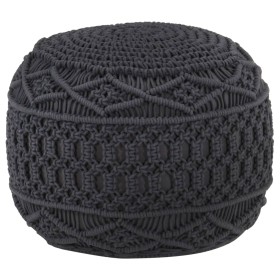 Handmade macramé pouf in anthracite gray cotton, 45x30 cm by , Ottomans - Ref: Foro24-324005, Price: 80,99 €, Discount: %