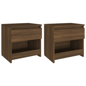 Zwei Nachttische aus braunem Eichenfurnierholz, 40x30x39 cm. von , Nachttische - Ref: Foro24-815134, Preis: 56,99 €, Rabatt: %