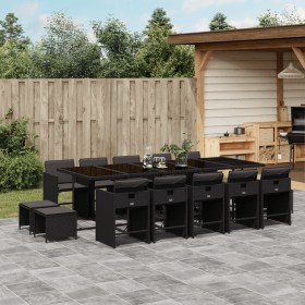 Garten-Essgruppe mit 15-teiligen Kissen aus schwarzem Kunststoff-Rattan. von , Gartensets - Ref: Foro24-3211171, Preis: 892,0...