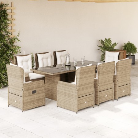 Set comedor de jardín 9 pzas con cojines ratán sintético beige de , Conjuntos de jardín - Ref: Foro24-3262792, Precio: 1,00 €...