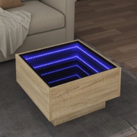 Center table and LED engineered oak wood Sonoma 50x50x30 cm by , Coffee table - Ref: Foro24-847506, Price: 108,99 €, Discount: %