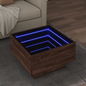 Mittel- und LED-Tisch aus braunem Eichenfurnierholz, 50x50x30 cm. von , Couchtisch - Ref: Foro24-847510, Preis: 111,99 €, Rab...