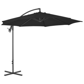 Sombrilla voladiza con poste de acero negro 300 cm de vidaXL, Sombrillas - Ref: Foro24-312508, Precio: 129,99 €, Descuento: %