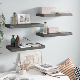 Floating wall shelves 4 pcs glossy black MDF 50x23x3.8 cm by vidaXL, Shelves and shelves - Ref: Foro24-323789, Price: 42,93 €...