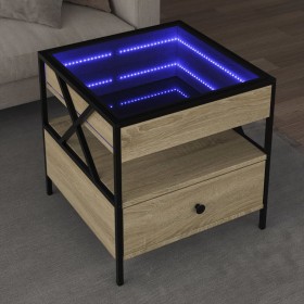 Coffee table with Infinity LED Sonoma oak 50x50x51 cm by , Coffee table - Ref: Foro24-847713, Price: 126,99 €, Discount: %