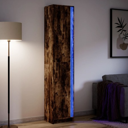 LED smoked oak veneer wood sideboard 41.5x32.5x200 cm by , Sideboards - Ref: Foro24-3307902, Price: 150,99 €, Discount: %