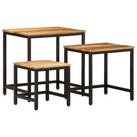 Stackable tables, set of 3, made of solid rough mango wood. by , Side tables - Ref: Foro24-376042, Price: 97,43 €, Discount: %