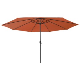 Garden umbrella with LED lights metal pole 400cm terracotta by vidaXL, Umbrellas - Ref: Foro24-312535, Price: 93,99 €, Discou...